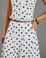 Spotted Dream Polka Dot Linen Blend Midi Skirt