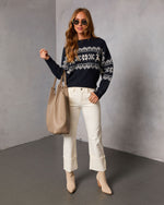 Navy % Midnight Ice Fair Isle Reindeer Sweater-6