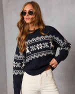 Navy % Midnight Ice Fair Isle Reindeer Sweater-5