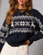Navy % Midnight Ice Fair Isle Reindeer Sweater-1
