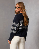 Navy % Midnight Ice Fair Isle Reindeer Sweater-4