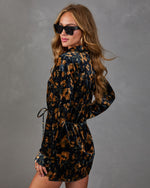 Crush Hour Floral Velvet Waist Tie Romper