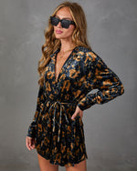 Crush Hour Floral Velvet Waist Tie Romper