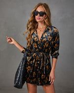 Crush Hour Floral Velvet Waist Tie Romper