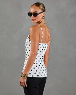 Dottie Chic Polka Dot Linen Blend Tank Top