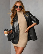 Black % Don't Wait Up Leather Blazer-6