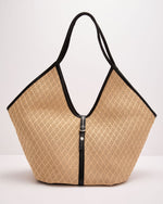 Coastal Mood Textured Vegan Leather Trim Tote Bag