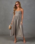 Sunday Sol Houndstooth Plaid Tweed Midi Dress
