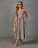 Sunday Sol Houndstooth Plaid Tweed Midi Dress