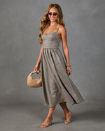 Sunday Sol Houndstooth Plaid Tweed Midi Dress