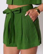 Natalie Linen Pocketed Tie Waist Shorts