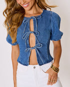 Delilah Denim Tie Front Top