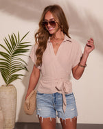 Andreah Striped Wrap Tie Top