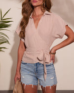 Andreah Striped Wrap Tie Top