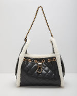 Cyra Quilted Vegan Leather Sherpa Trim Shoulder Bag