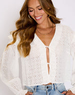 Mabel Ruffle Tie Front Blouse