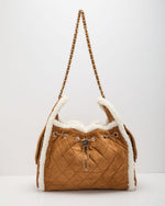 Rhonda Faux Suede Sherpa Trim Shoulder Bag