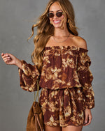Mayla Floral Off the Shoulder Waist Tie Romper