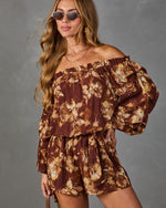 Mayla Floral Off the Shoulder Waist Tie Romper