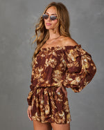 Mayla Floral Off the Shoulder Waist Tie Romper