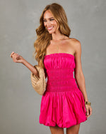 Weekend Agenda Smocked Bubble Hem Mini Dress