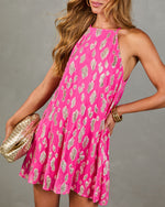 Golden Nights Abstract Lurex Mini Dress