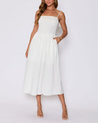 White % Summer Essential Cotton Smocked Maxi Dress-1