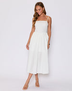 White % Summer Essential Cotton Smocked Maxi Dress-3