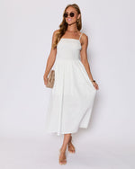 White % Summer Essential Cotton Smocked Maxi Dress-5
