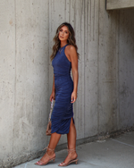 Gunmetal % Esmai Ruched Knit Midi Dress-4