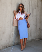 Dusty Blue %  Sylvie Satin Midi Skirt 1