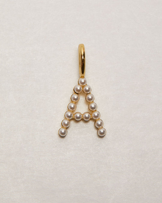 Pearl Letter 14k Plated Charm