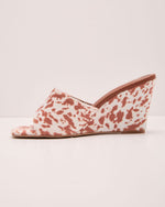 Western Hide Cow Print Wedge Mules