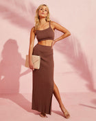 Chocolate % Kamiya Ribbed Crop Tank-1