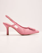 Pink % Shelbey Suede Buckle Slingback Heels-