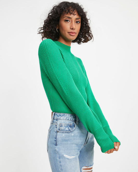 Green % Archie Ribbed Knit Pullover Sweater-1