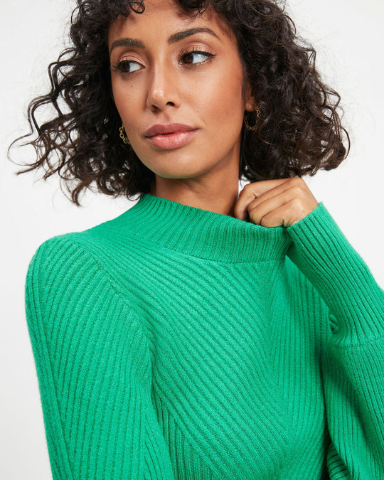 Green % Archie Ribbed Knit Pullover Sweater-4