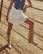 Beige % Arnell Laser Cut Western Boot-1