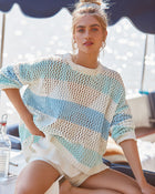 Light Blue %  Augustus Knit Stripe Sweater 1