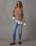 Camel % Xira Poplin Contrast Pullover Sweater-2