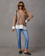 Camel % Xira Poplin Contrast Pullover Sweater-5