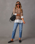 Camel % Xira Poplin Contrast Pullover Sweater-6