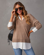 Camel % Xira Poplin Contrast Pullover Sweater-1