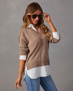 Camel % Xira Poplin Contrast Pullover Sweater-3