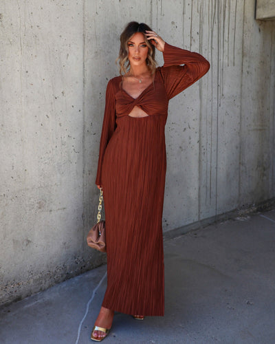 brown lululemon dress Grand Entrance Plisse Cutout Maxi Dress – VICI