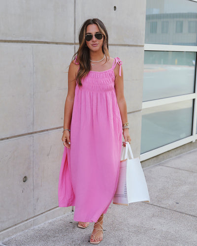 chinese dress ladies Sophie Cotton Smocked Pocketed Maxi Dress – VICI