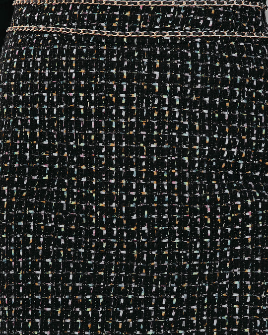 Black % Boldly Elegant Tweed Chain Mini Skirt-2