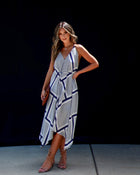 Black/White % Gerritsen Printed Tie Waist Midi Dress-1