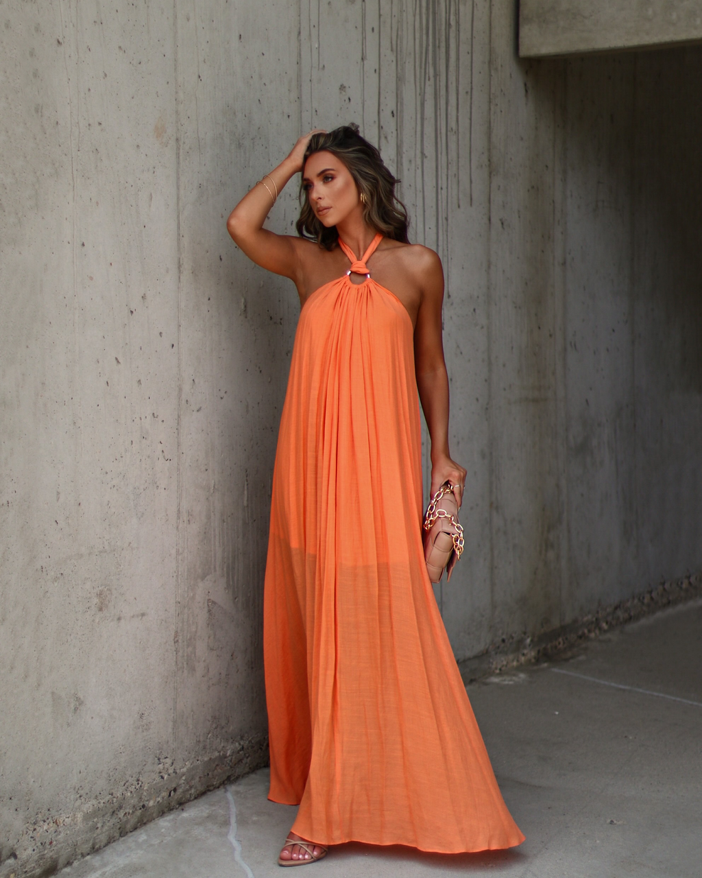 open lace back dress Soraya Printed And Pleated Maxi Dress  VICI