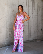 Floral % Ever So Sweet Floral Side Cutout Maxi Dress-1